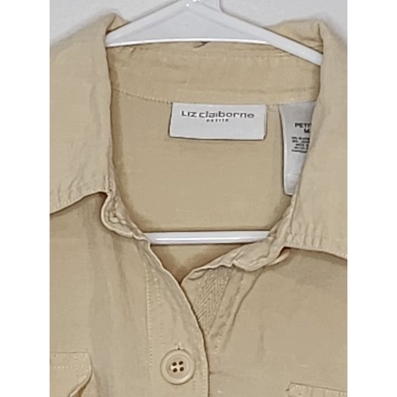 SILK/LINEN Liz Claiborne Petite Medium Tan jacket - Picture 5 of 7